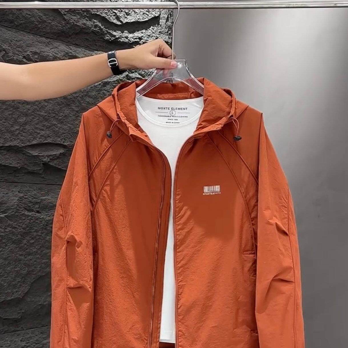 BellerLee秋季外套男士连帽冲锋衣新款潮流宽松工装夹克休闲男装