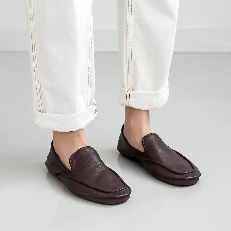 手工男鞋真皮透气乐福鞋男一脚蹬懒人豆豆鞋软底轻便开车休闲鞋子