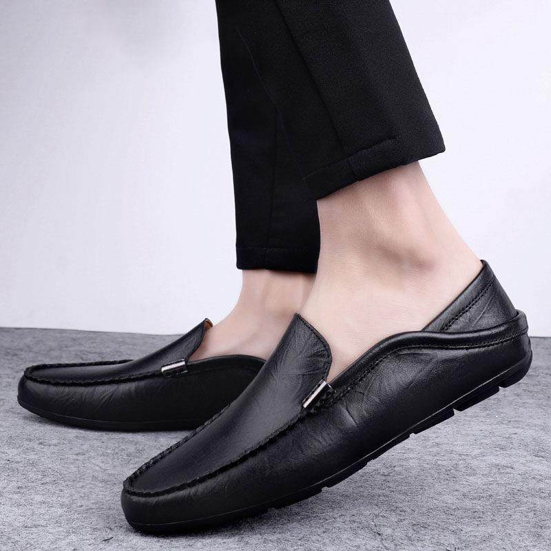 MYCOLEN轻奢品牌休闲皮鞋男士真皮软皮驾车懒人豆豆鞋踩底两穿鞋