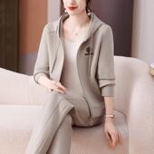 直筒裤 芸棉绣春秋季 女时尚 休闲运动服连帽套装 两件套潮 2025年新款