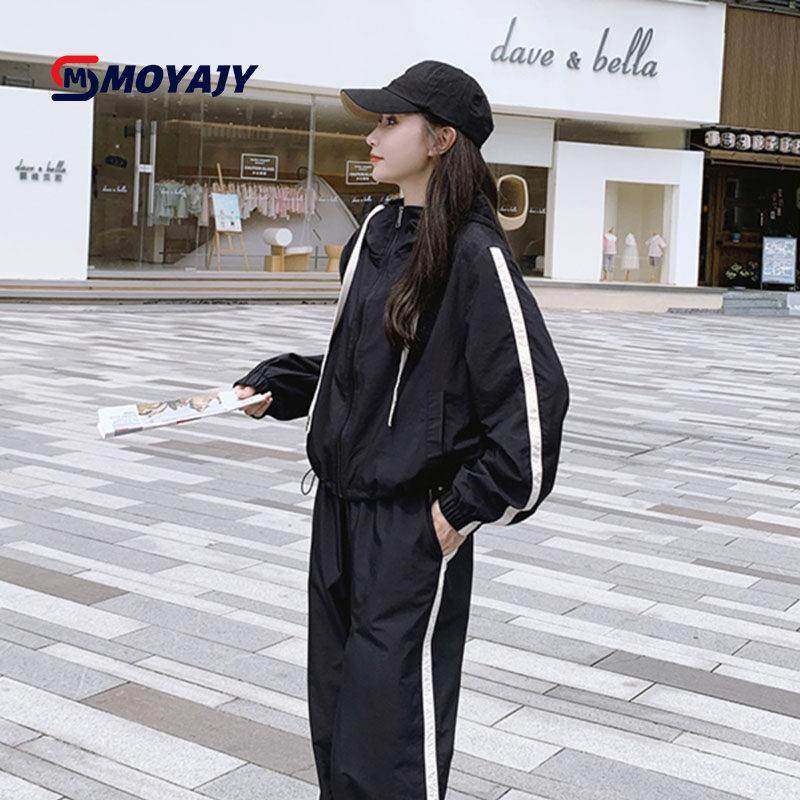 MOYAJY品牌休闲运动套装春季2025款时尚显瘦冲锋衣外套裤子两件套