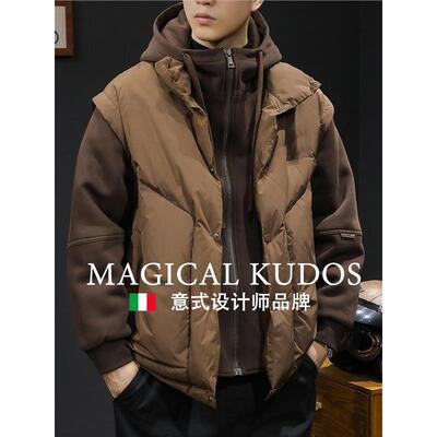 【MK专柜】MAGICAL KUDOS~假两件羽绒服冬季白鸭绒加厚连帽卫衣
