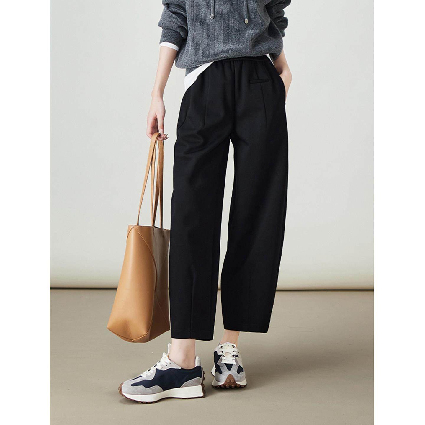 TOUCH MISS时尚宽松显瘦休闲九分裤子松紧腰哈伦裤女2025秋季新款