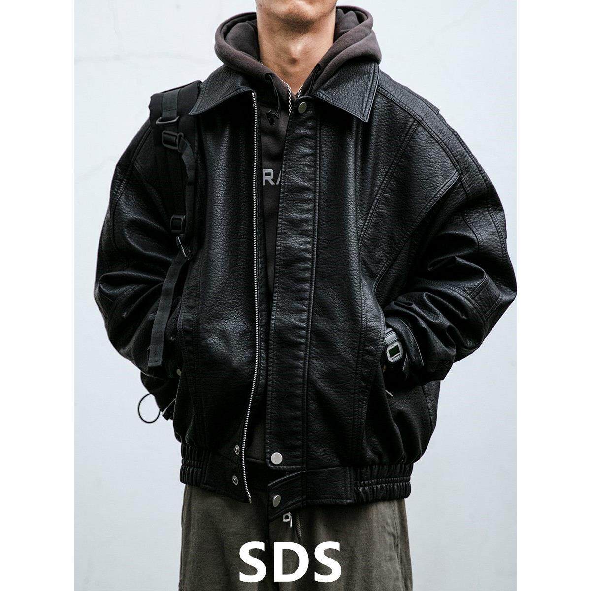 真皮皮衣外套男秋冬季2025新款潮牌痞帅黑色机车服荔枝纹短款夹克