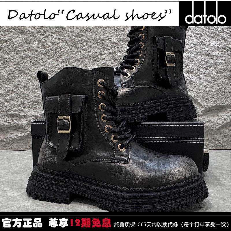 复古马丁靴男2025秋季新款英伦风内增高靴子男士高帮靴厚底机车靴
