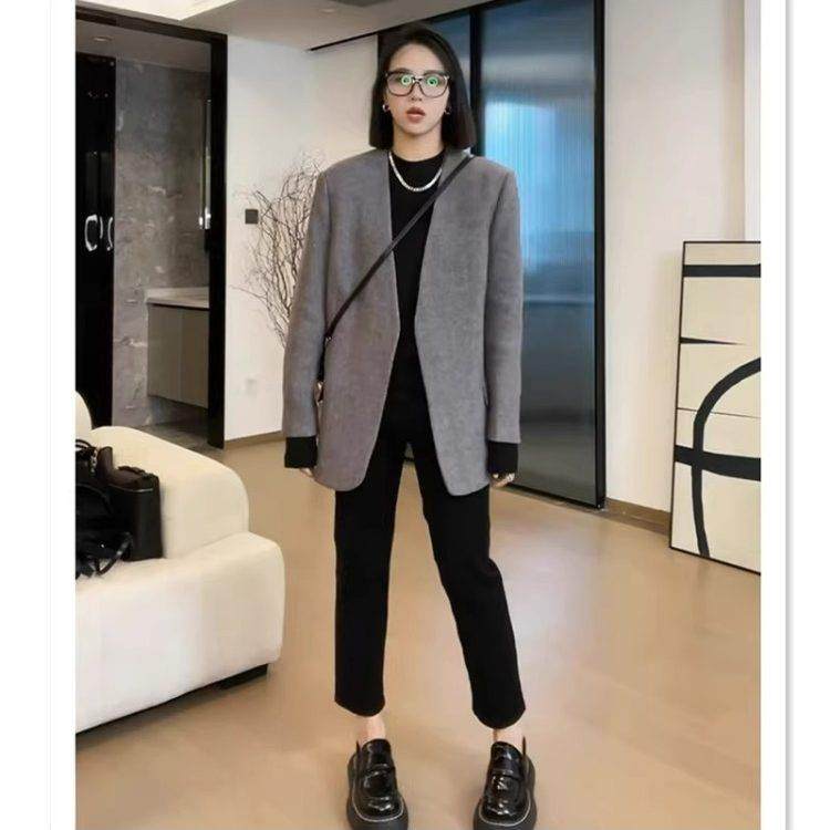 LILY MOST高级感毛呢西装外套女秋冬2025新款休闲时尚气质V领西服,女装/女士精品,派克服,淘宝优惠券,粉丝福利购,淘宝优惠卷