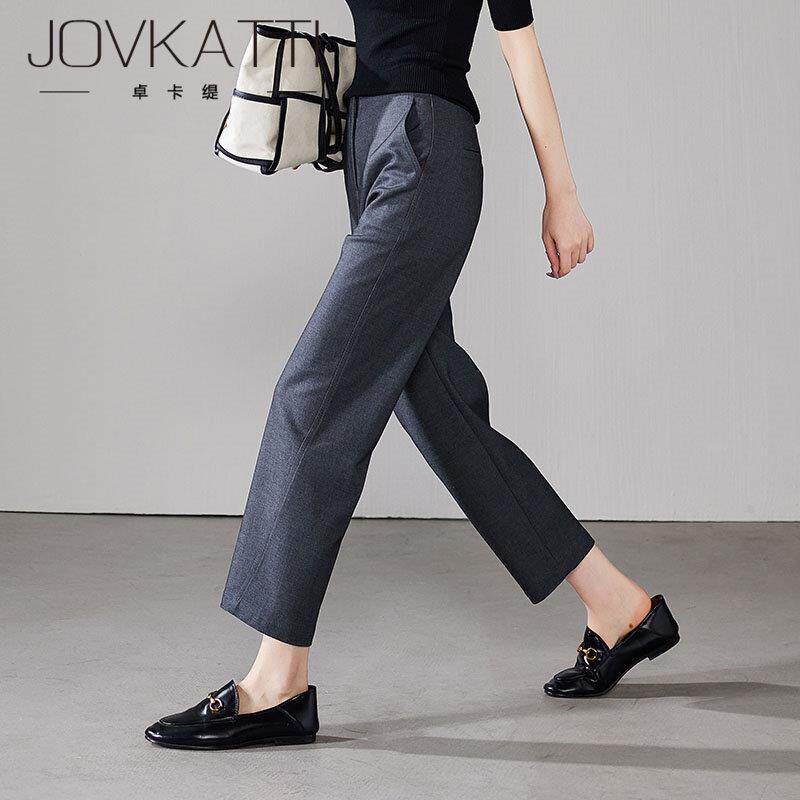 JOVKATTI2026春秋新款宽松显瘦高腰通勤休闲裤子九分西装直筒裤女