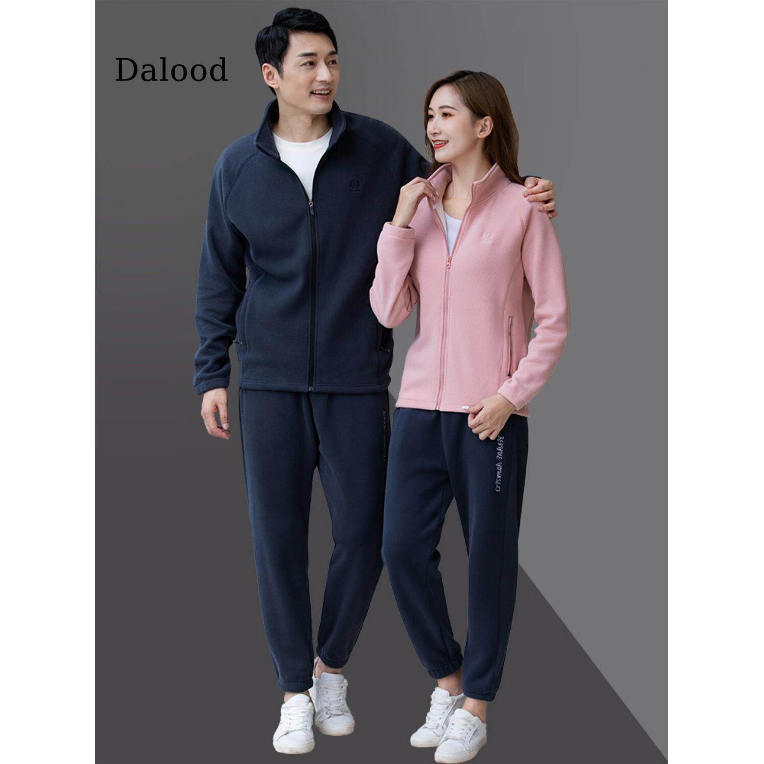 加绒加厚情侣运动套装2025冬季新款时尚立领外套休闲男女士两件套