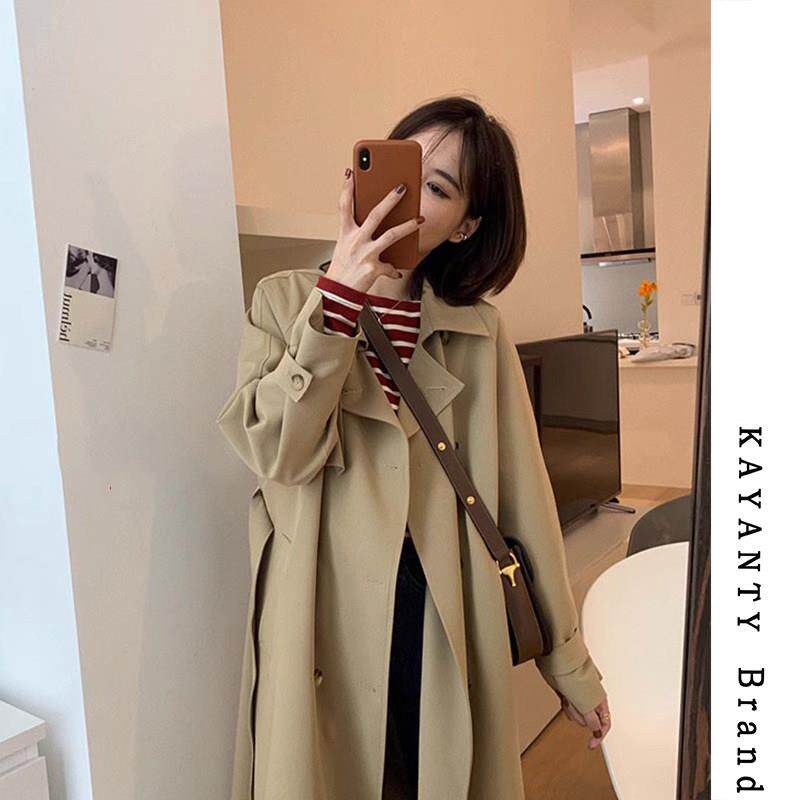 KAYANTY卡其色大衣女春秋新款英伦风韩系高级感中长款风衣外套