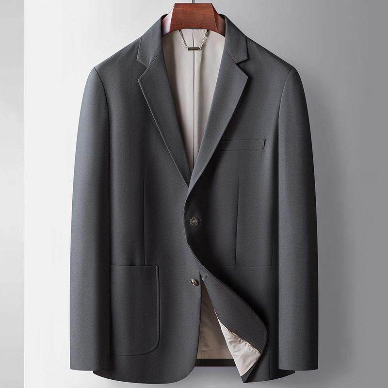 男式休闲西装轻奢商务单西2025年春秋新款中年纯色单排扣西服外套