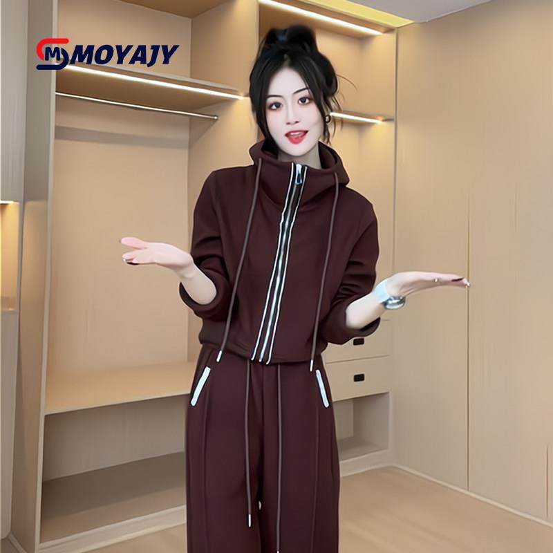 MOYAJY品牌休闲运动套装女秋冬2025新款洋气宽松高档阔腿裤两件套,女装/女士精品,休闲运动套装,淘宝优惠券,粉丝福利购,淘宝优惠卷