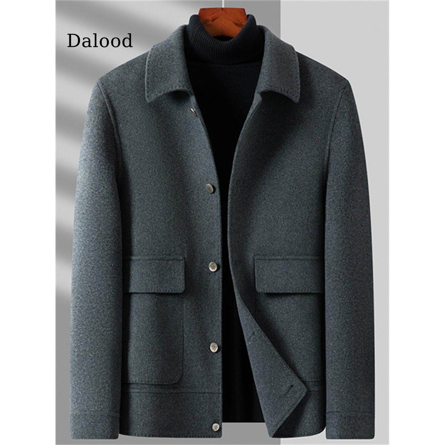 冬季中年男士羊毛双面呢大衣2025年秋冬新款纯色简约夹克衫外套男