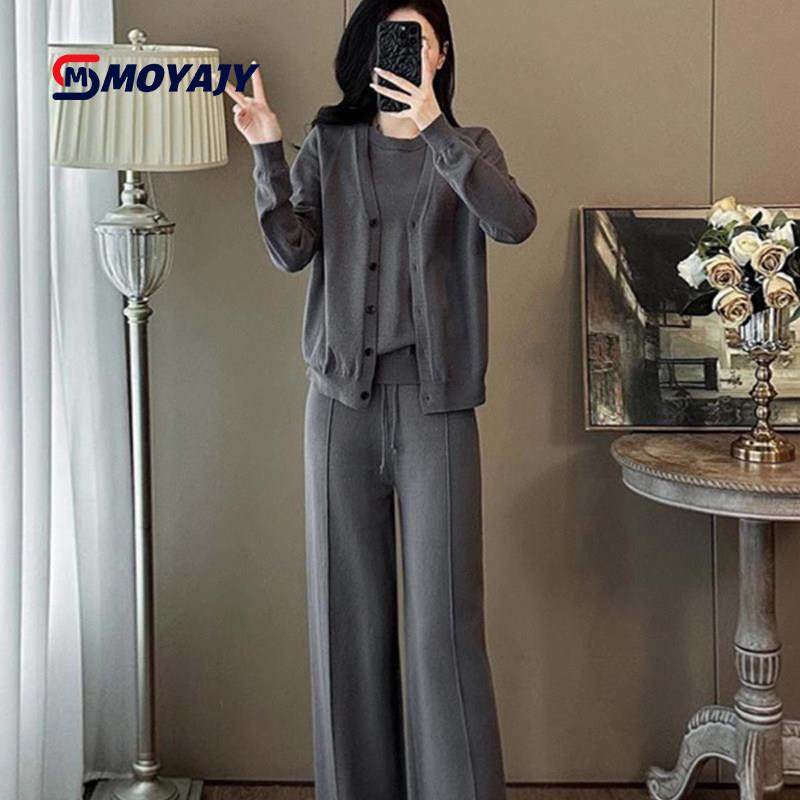 MOYAJY品牌高级感灰色休闲时尚套装女冬假两件上衣阔腿裤两件套,女装/女士精品,时尚套装,淘宝优惠券,粉丝福利购,淘宝优惠卷