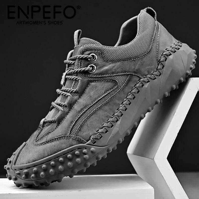 ENPEFO轻奢男鞋2025秋季新款真皮户外运动休闲皮鞋防滑耐磨登山鞋