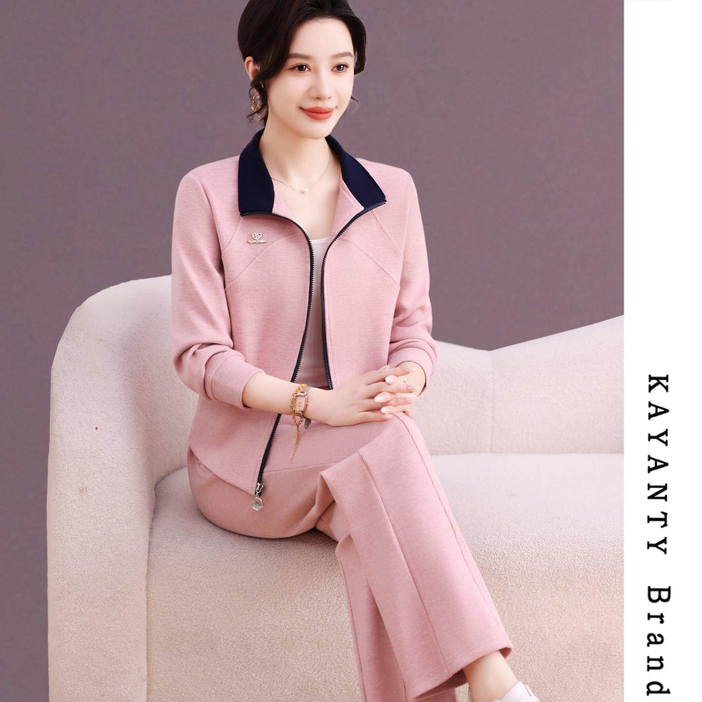 KAYANTY休闲运动服套装女秋冬装新款时尚时髦高级感仿羊绒两件套