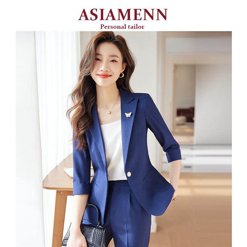 轻奢品牌职业套装女2025夏季薄款休闲优雅气质高级感七分袖西服