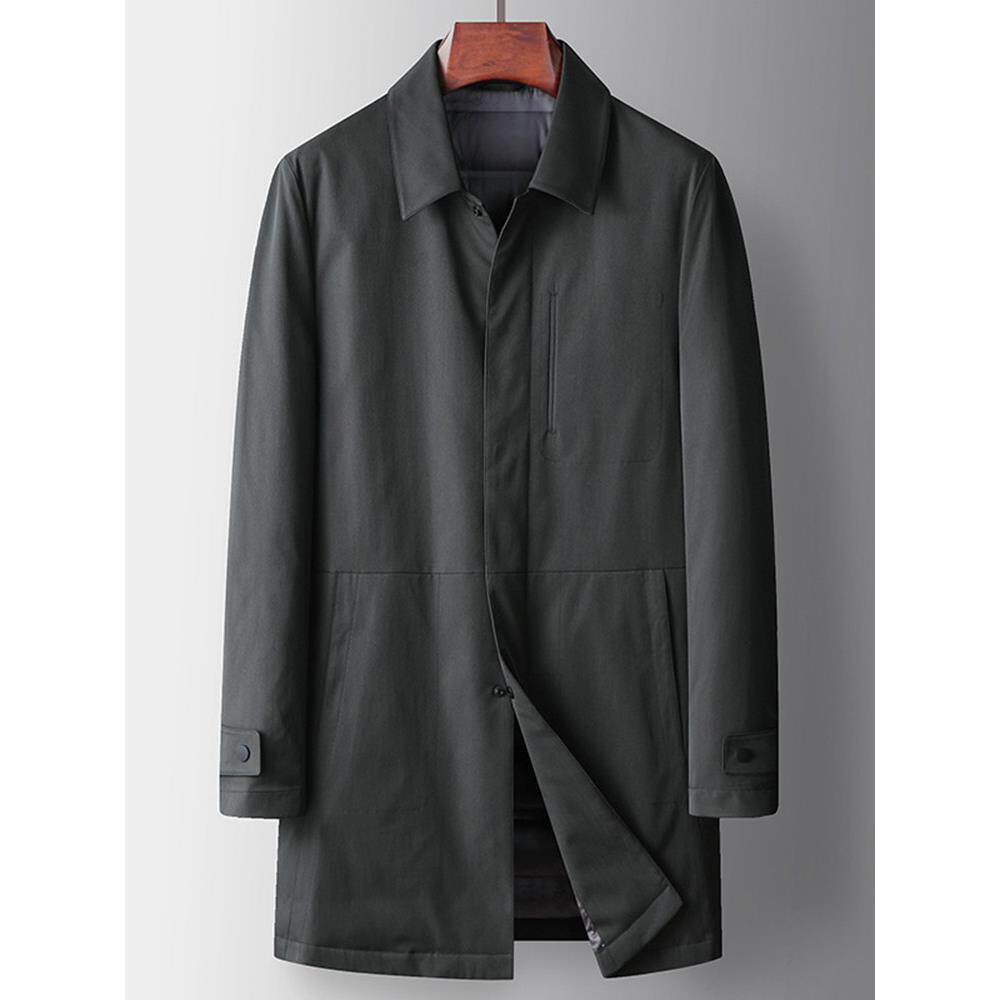 高端设计感休闲风衣男冬季中长款加厚90白鸭绒内胆轻薄羽绒外套男