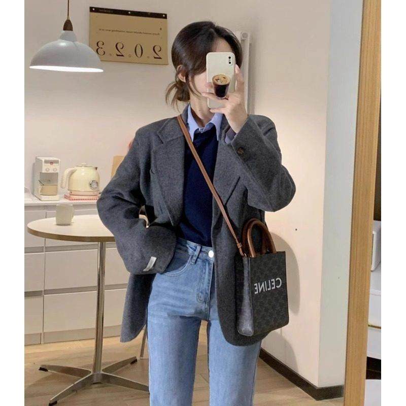 LILY MOST灰色呢子大衣女2025秋冬新款今年流行毛呢短款西装外套,女装/女士精品,派克服,淘宝优惠券,粉丝福利购,淘宝优惠卷