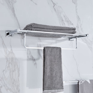 全铜卫浴五金挂件套装浴室毛巾架卫生间浴巾置物架厕所双杆五件套