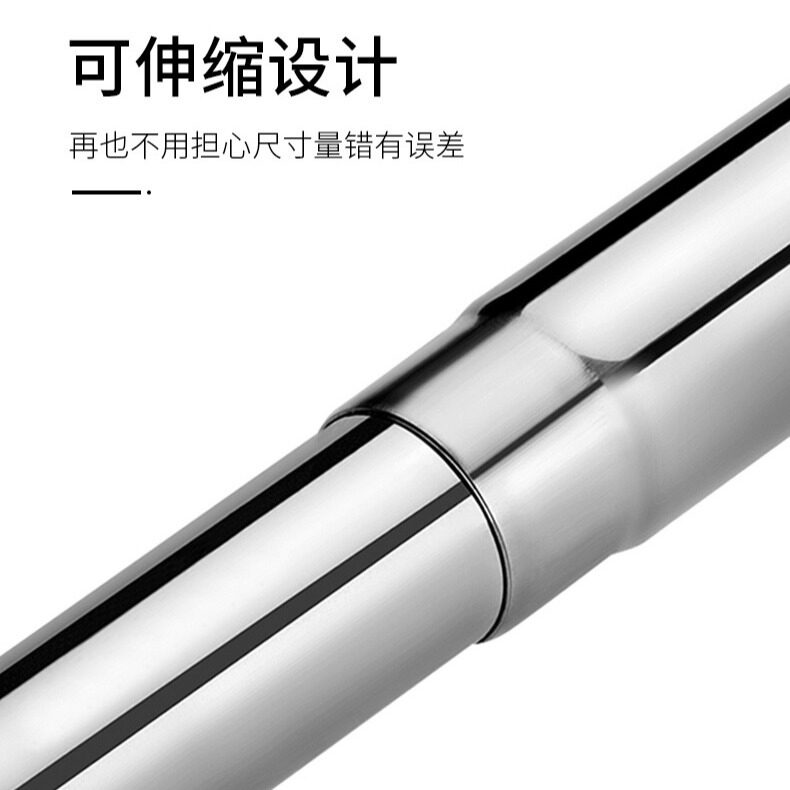 弧形杆L型浴帘杆伸缩免打孔不锈钢套装浴室卫生间学校淋浴
