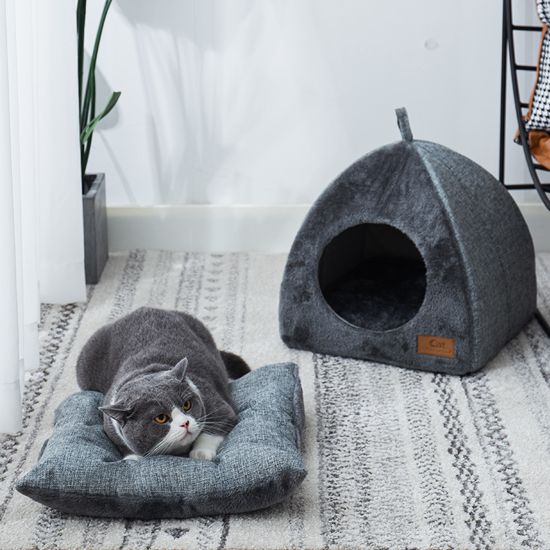 猫窝封闭式猫房子宠物窝冬季保暖加厚三角深度睡眠狗窝宠物用品