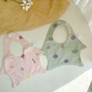 婴儿口水巾a类防水纯棉ins五角形造型围嘴可爱纯棉新生儿围兜0-1