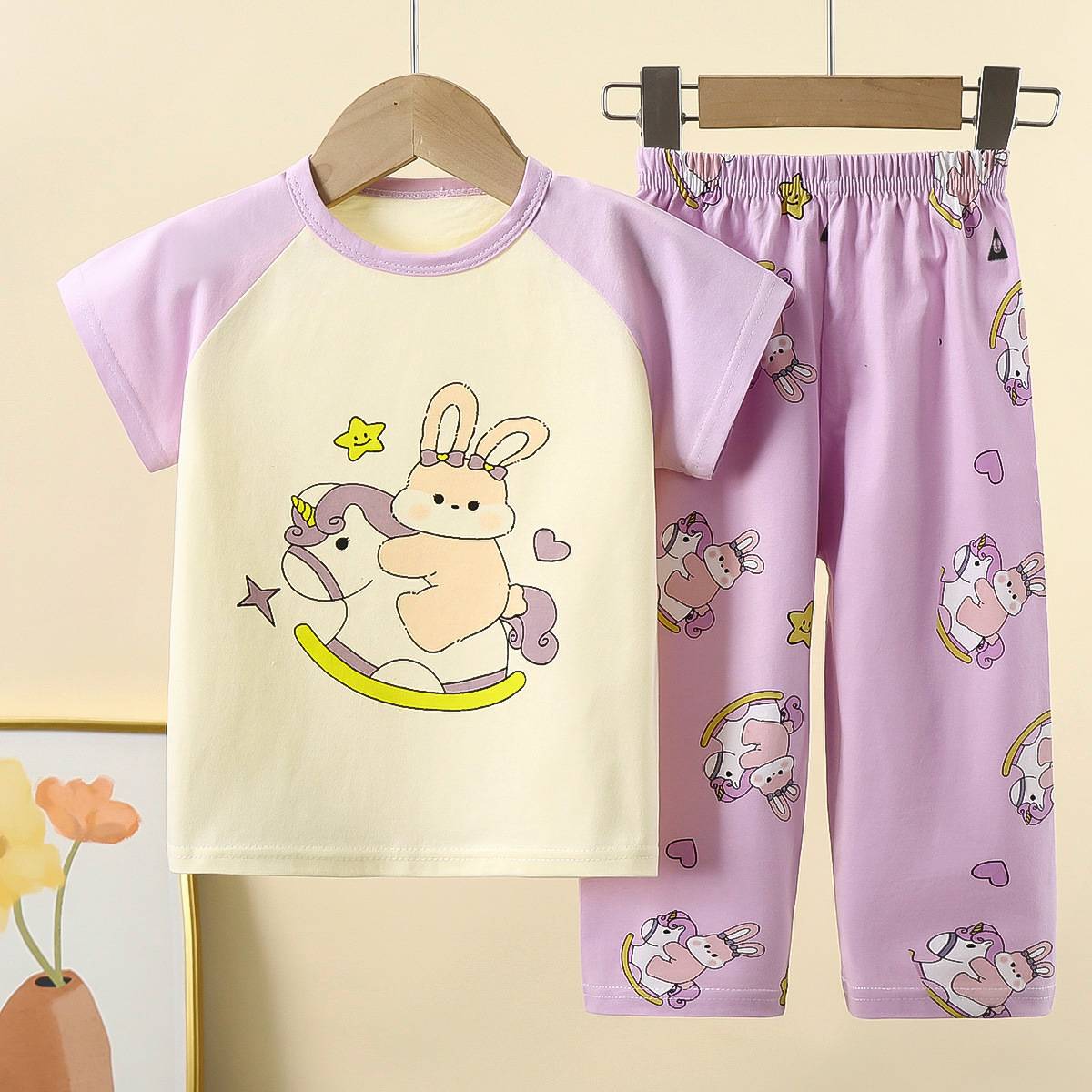 儿童短袖套装纯棉夏季宝宝t恤男童家居服衣服女童睡衣夏装童装