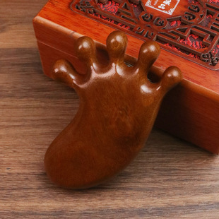 小脚丫檀木梳子排骨按摩梳疏通头部经絡随身携带木质经络梳伴手礼