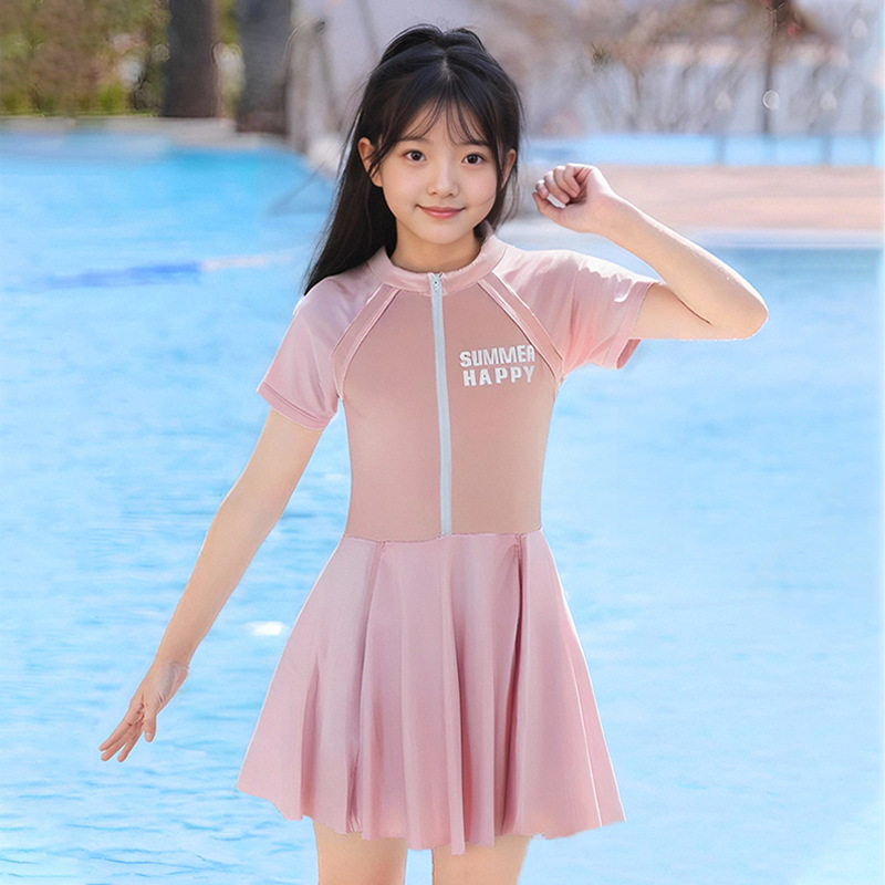 泳衣儿童女孩连体中大童青少年2025新款初中生小孩泳衣保守泳装