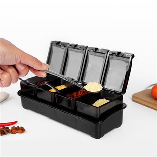 三格4格盐味精调料盒 厨房家用调料瓶组合装翻盖独立仿水晶调料罐