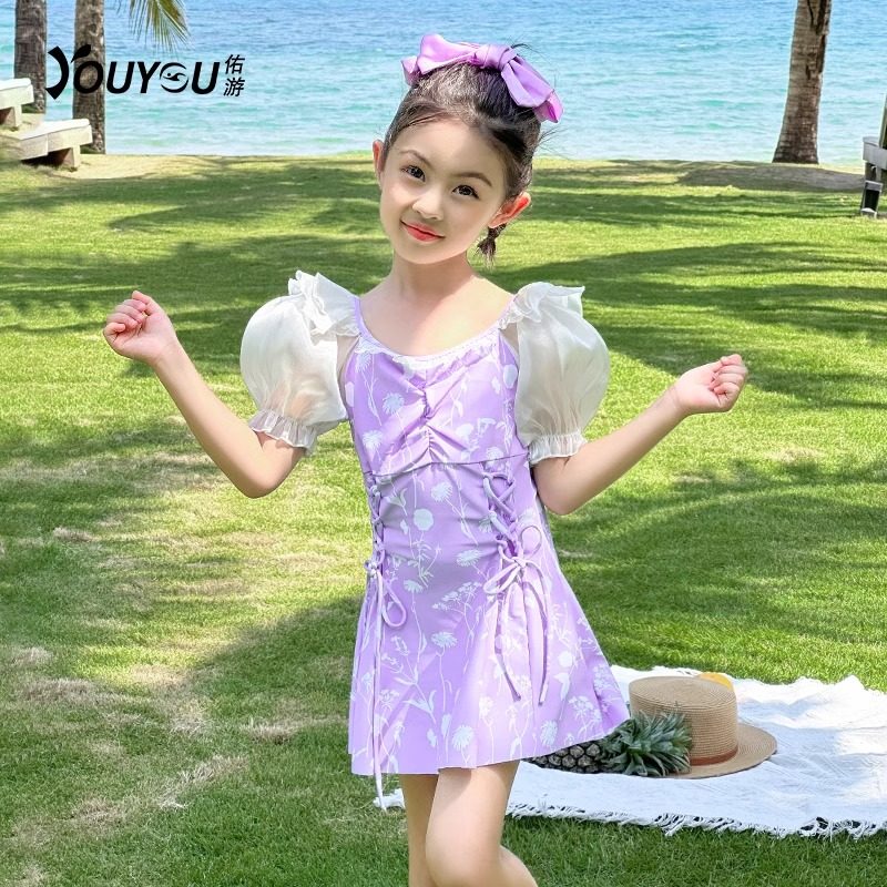 女童高颜值泳衣2025新款女孩温泉泳装中小童宝宝连体裙游泳衣