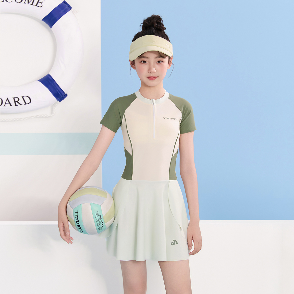 儿童泳衣2025新款女童中大童分体泳装初中生保守专业游泳衣训练服