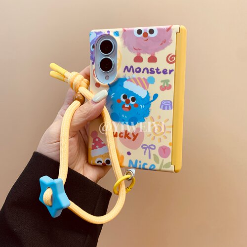 适用于三星折叠蓝色小煤球手机壳