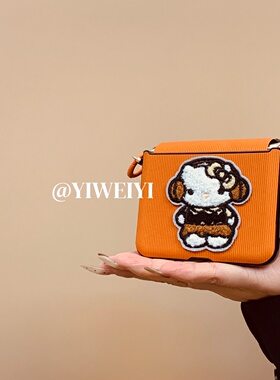 依维意 适用于小米mixflip2手机壳pocket2可爱毛绒kt猫折叠屏razr50简约橙色牙签纹三星zflip7fe毛绒手提防摔