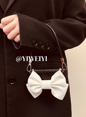 依维意 适用于小米MIXFlip2手机壳白色皮质蝴蝶结折叠屏novaFlip黑色山茶花手提斜挎防摔vivoXFlip秋冬新款