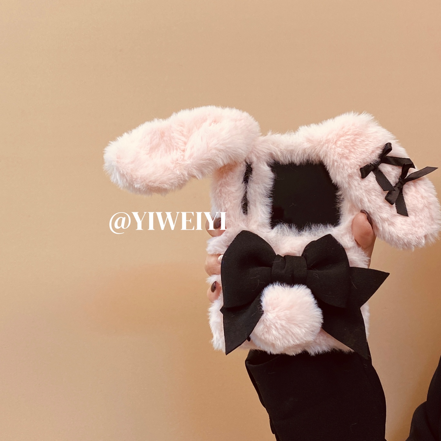 适用于华为手机壳折叠屏粉色毛绒