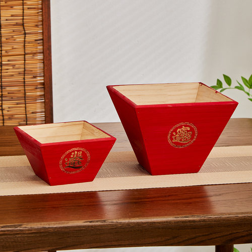 实木米斗招财进宝护升创意摆件