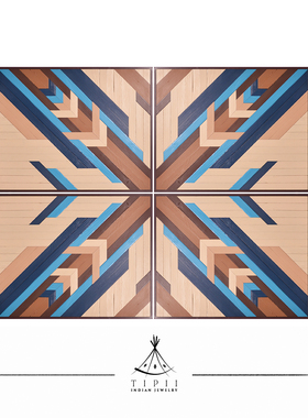 原创几何复古创意装饰画手工北欧多用木拼板挂画美式方形拼板ins