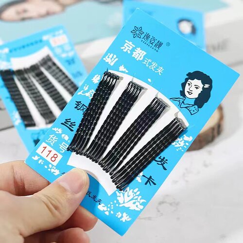 黑色一字夹发夹女侧边碎发卡