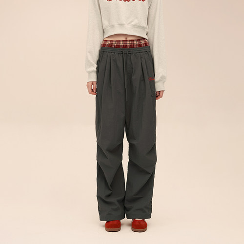 双腰头休闲nnova长裤格纹双腰头