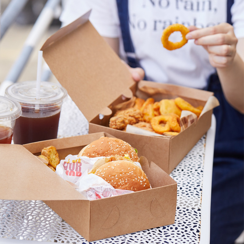 创意餐饮轻食外卖早餐包装盒brunch食品快餐透气炸鸡盒一次性餐具
