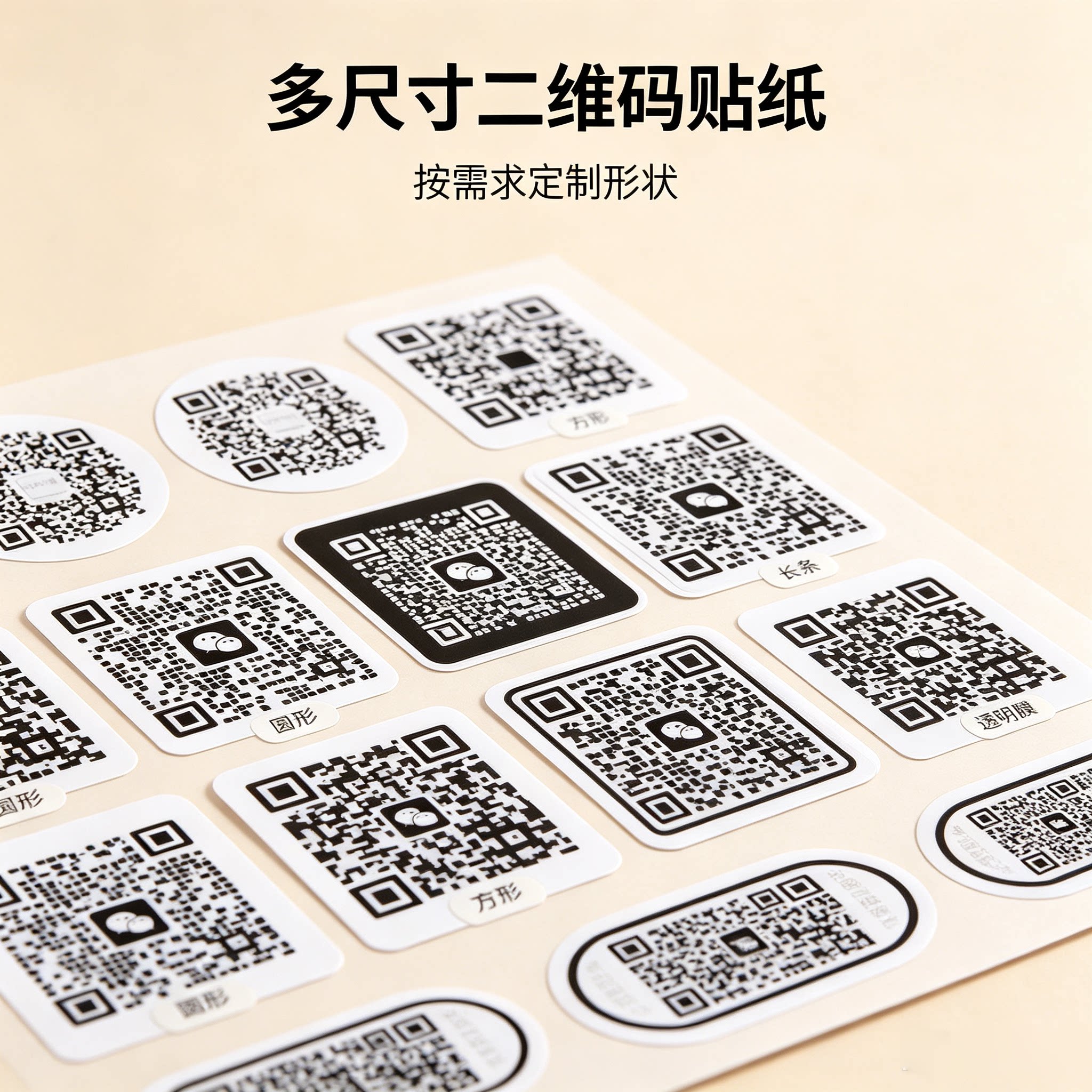 定制透明防水二维码彩色