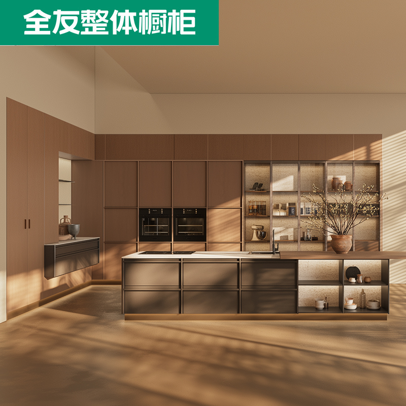 全友全屋定制整体橱柜家用厨房灶台一体柜中小户型厨柜收纳置物柜