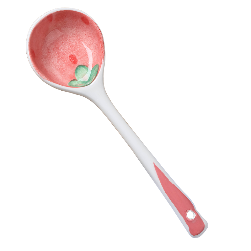 卡通吃饭陶瓷勺子家用可爱小勺子创意儿童喝汤调羹长柄汤勺汤匙