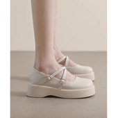 春季 白色多用途0201k 2026夏新英国利基平底鞋 女皮鞋 厚底玛丽简鞋