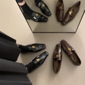 春季 0201k 一脚蹬穆勒鞋 女皮鞋 森系美拉德棕色深口小2026软底单鞋