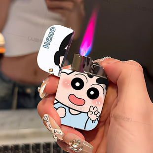 可爱小新打火机粉火防风金属点烟器高颜值女生款 送男友可爱礼物潮