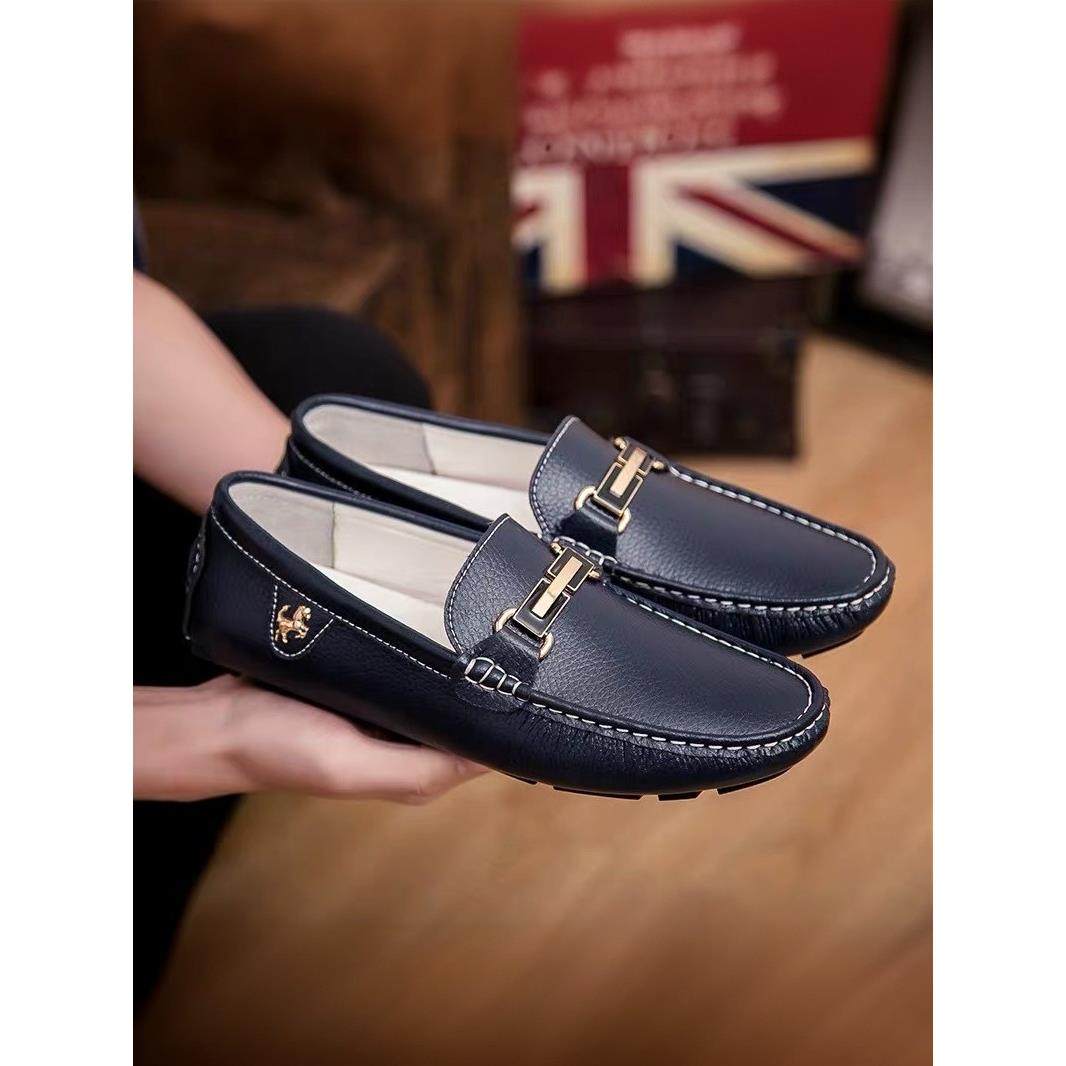 2025新款真皮软底豆豆鞋男士韩版休闲皮鞋社会精神小伙懒人乐福鞋