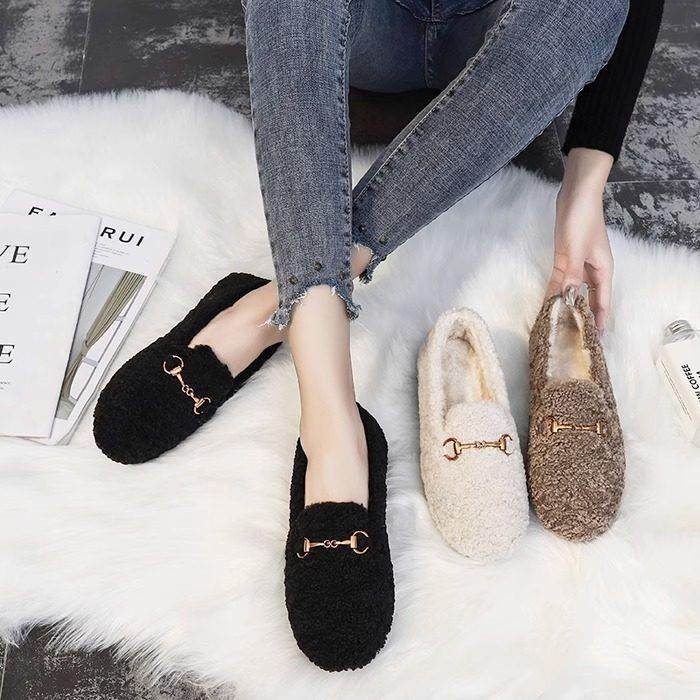 厚底一脚蹬毛毛鞋女2024冬季新款外穿加绒豆豆鞋舒适加厚保暖棉鞋,女鞋,深口单鞋,淘宝优惠券,粉丝福利购,淘宝优惠卷