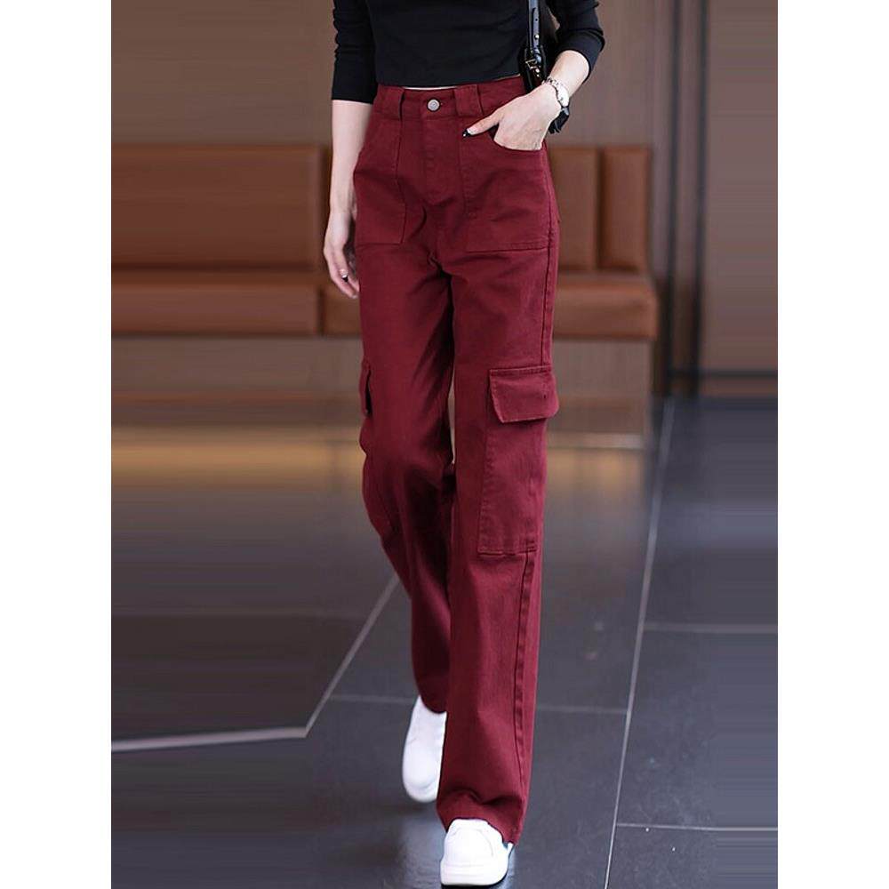 高端工装裤女2025春秋新款舒适休闲直筒阔腿裤显瘦大码设计感裤子